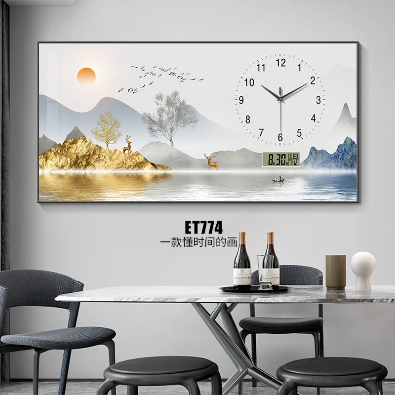 Modern light luxury perpetual calendar electronic clock wall clock living room decorative painting table wall clock