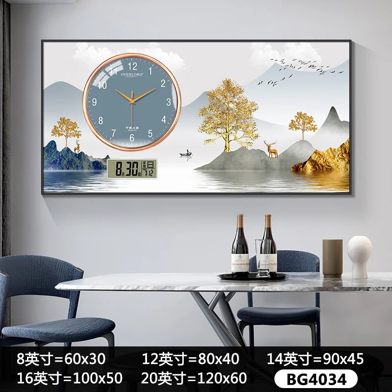 Modern light luxury perpetual calendar electronic clock wall clock living room decorative painting table wall clock