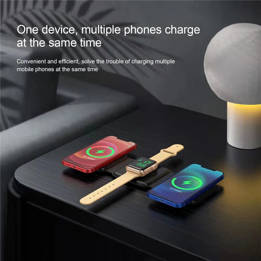 3-in-1 Foldable Wireless Charging Station – Fast Charger for Phone, Watch & Earbuds