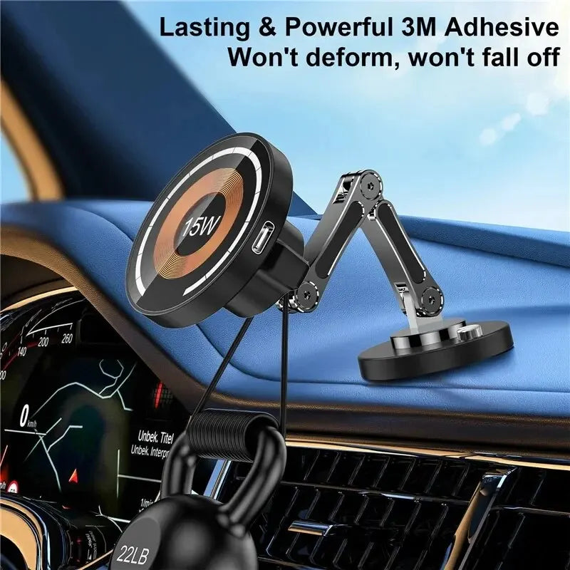 15W Magnetic Wireless Car Charger – Dash Mount for iPhone 12–15 Series