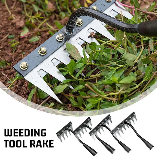 5/6/7/8 Teeth Garden Hand Rake Farm Tool Weeding Scarifier Agricultural Nail Harrow Metal Harrow Garden WeedingTool
