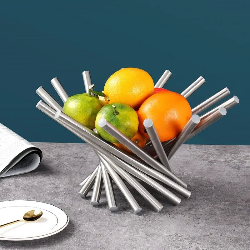 Creative Stainless Steel Fruit Platter for Fashionable Home Office Storage Metal Organizer