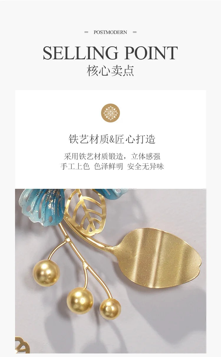 Metal Butterfly Wall Clock Home Fashion Creative Decoration Clock  Silent Sweep Seconds Quartz Watch Personality Wall Watchs