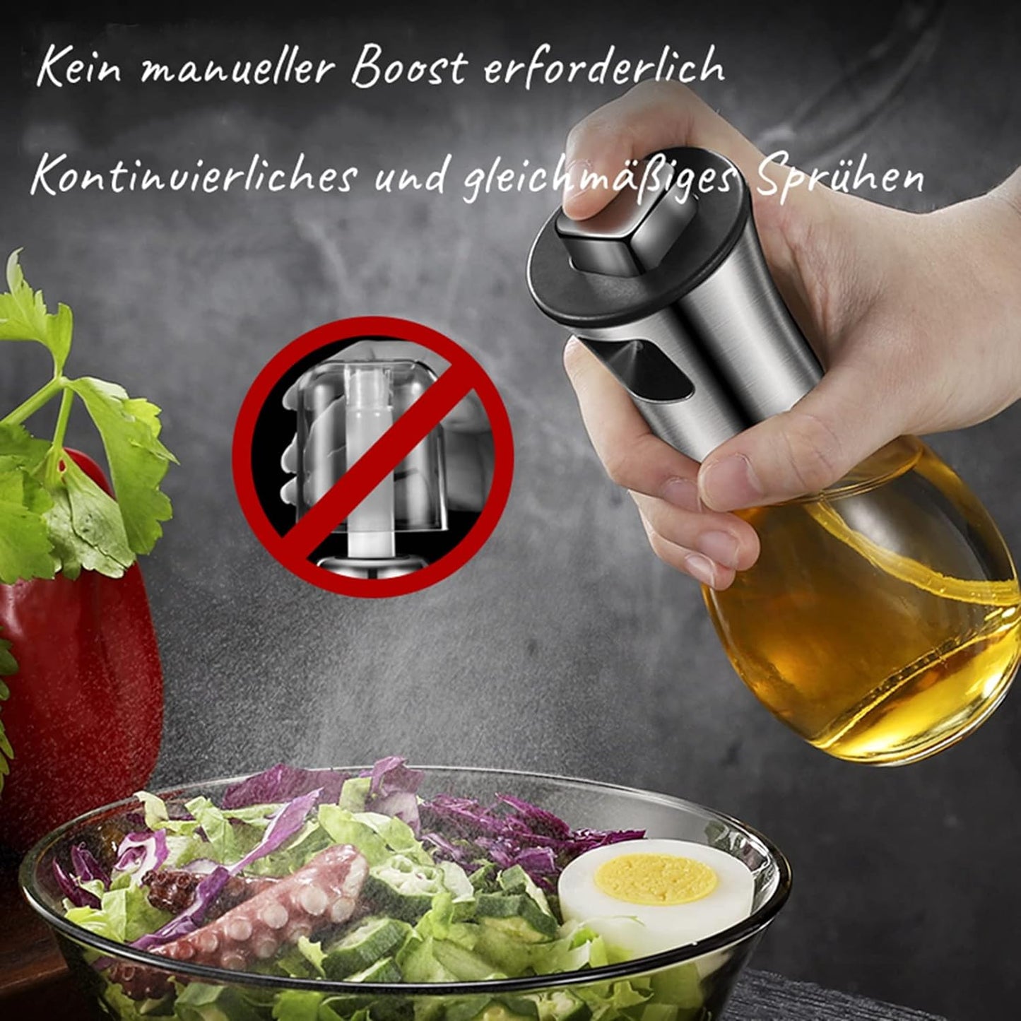 Oil Spray Pot Oil Sprayer For Cooking Spray Bottle Barbecue Multi-Function Air Fryer Glass High-Pressure Baking Oil Pot Kitchen