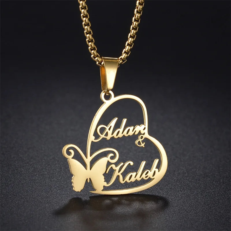Royal Elegance: Custom Stainless Steel Name Necklace with Crown Pendant & Thick Chain