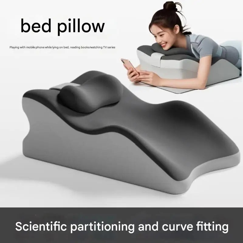 Multi-Position Memory Foam Pillow – Cooling Bed/Floor Cushion for Stomach Sleepers, 60x36x22cm