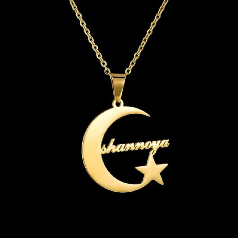 Royal Elegance: Custom Stainless Steel Name Necklace with Crown Pendant & Thick Chain