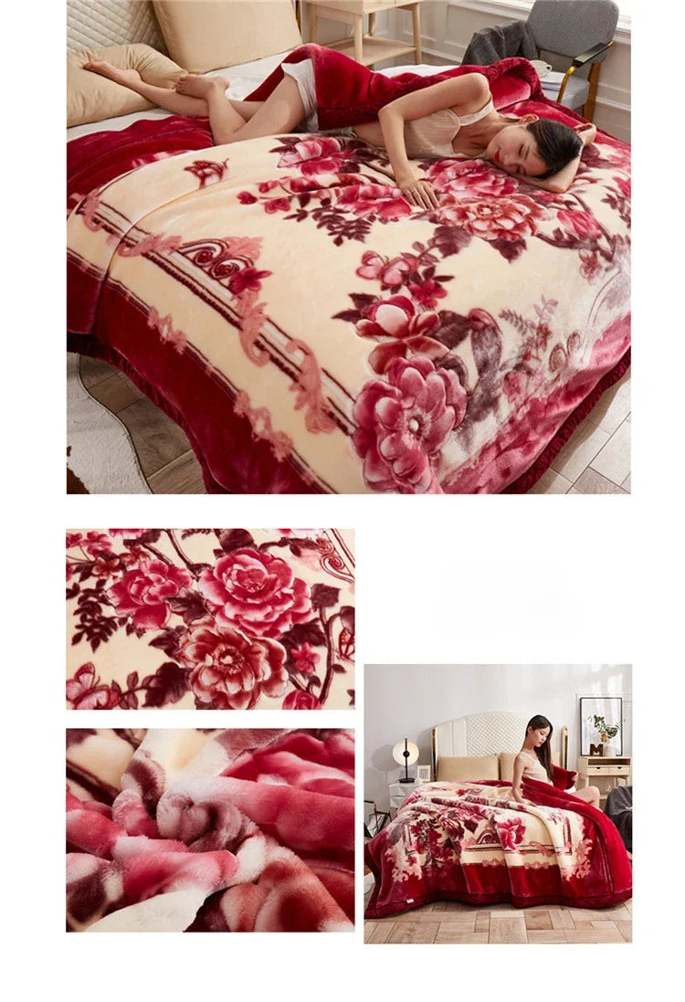 Soft Warm Weighted Blankets for Beds Thickened Quilt Duvet Soft Coral Fleece Flannel Blankets Double Side Plush Comforter Quilt