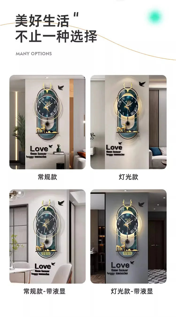 Wall clock household modern light luxury atmosphere decoration wall watch living room simple creative clock wall clock interior