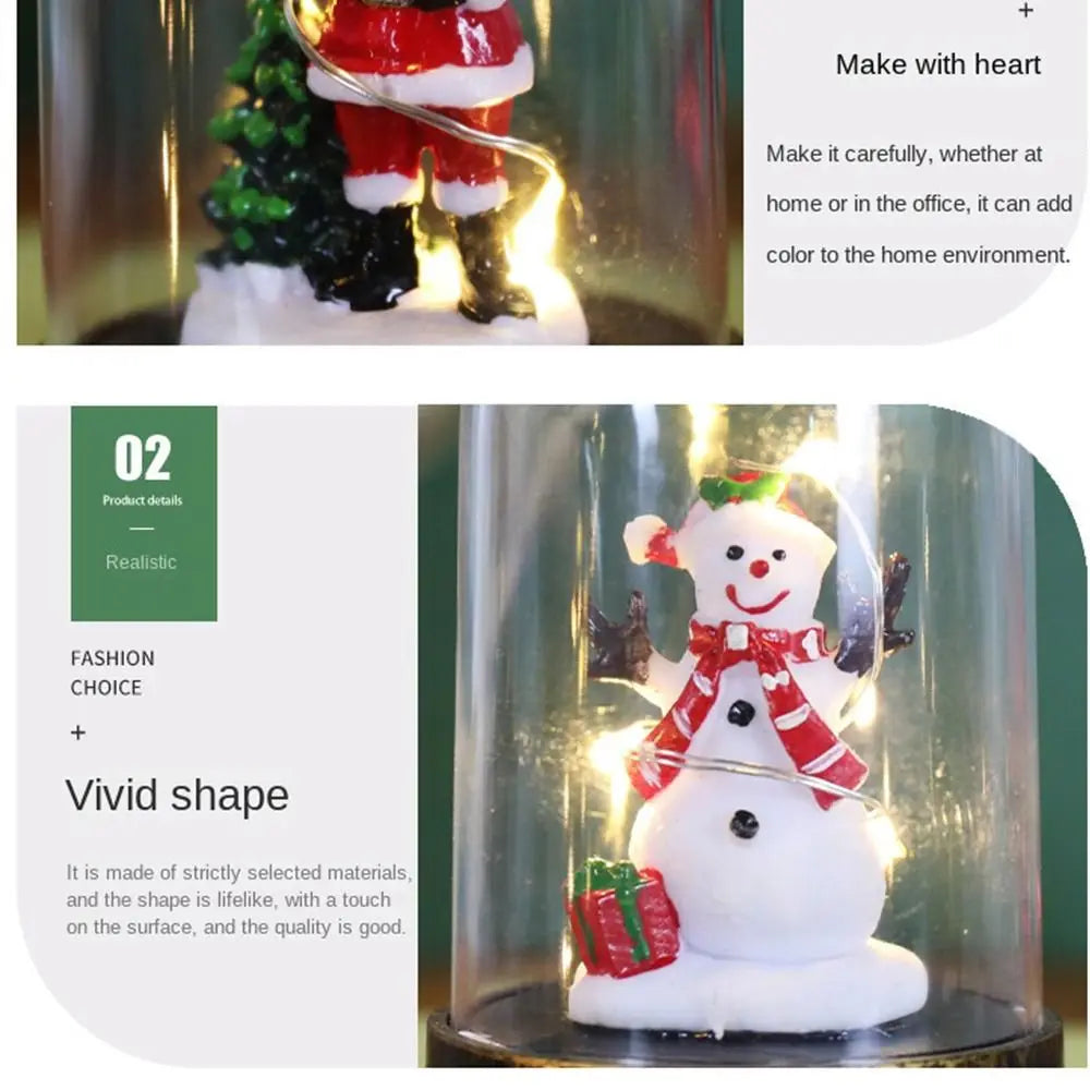 Glowing Christmas Desktop Decoration Lantern Snowman Santa Claus Christmas Snow Globe Lamp Battery Operated Night Lights
