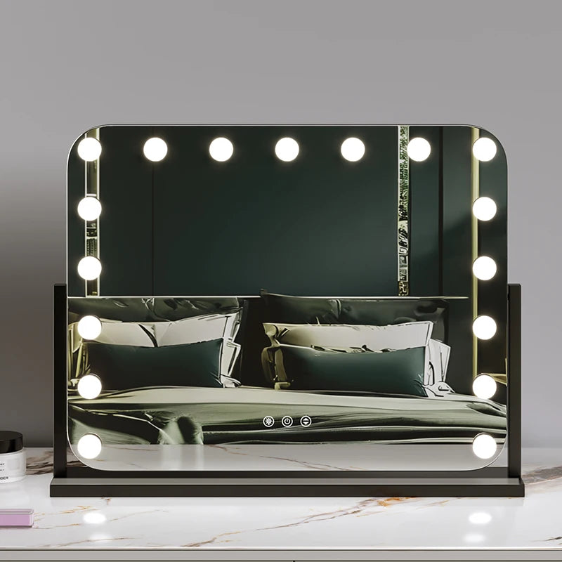 Vanity Mirror with Lights 25.59''x21.25''Makeup Mirror with Lights Touch Screen with 3 Color Lighting Dimmable for Desk Tabletop