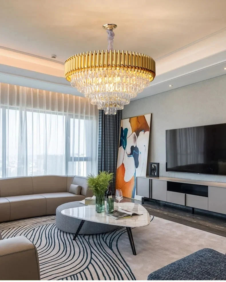 Villa Luxury Living Room Chandelier K9 Crystal Restaurant Pendant Lights Modern Ceiling Chandelier Dining Table Indoor Home Lamp