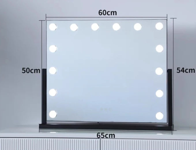 Large Vanity Mirror with Lights Makeup Mirror 17 LED Bulbs 3 Color Lighting Cosmetics for Dressing Bedroom Tabletop White