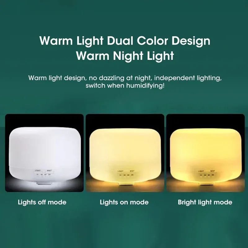 500ML Air Humidifier Essential Oil Diffuser Aroma Diffuser With Dual Color Night Lights USB Humidifier Mini-Size Humidifier