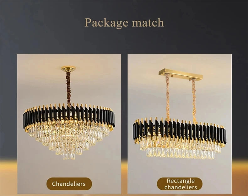 Villa Luxury Living Room Chandelier K9 Crystal Restaurant Pendant Lights Modern Ceiling Chandelier Dining Table Indoor Home Lamp