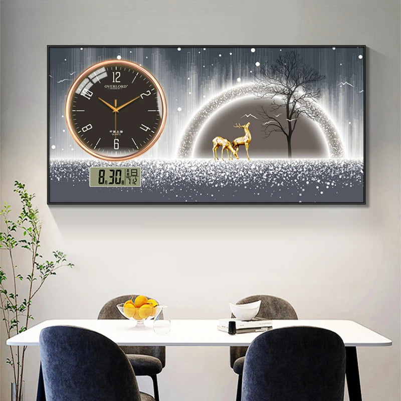 Modern light luxury perpetual calendar electronic clock wall clock living room decorative painting table wall clock