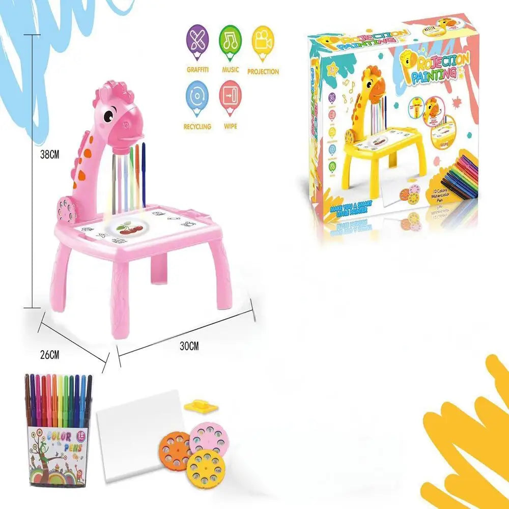 Kids' Creative LED Projector Drawing Table Toy, Multifunctional Educational Board with Rich Painting Set, Perfect Learning Tools