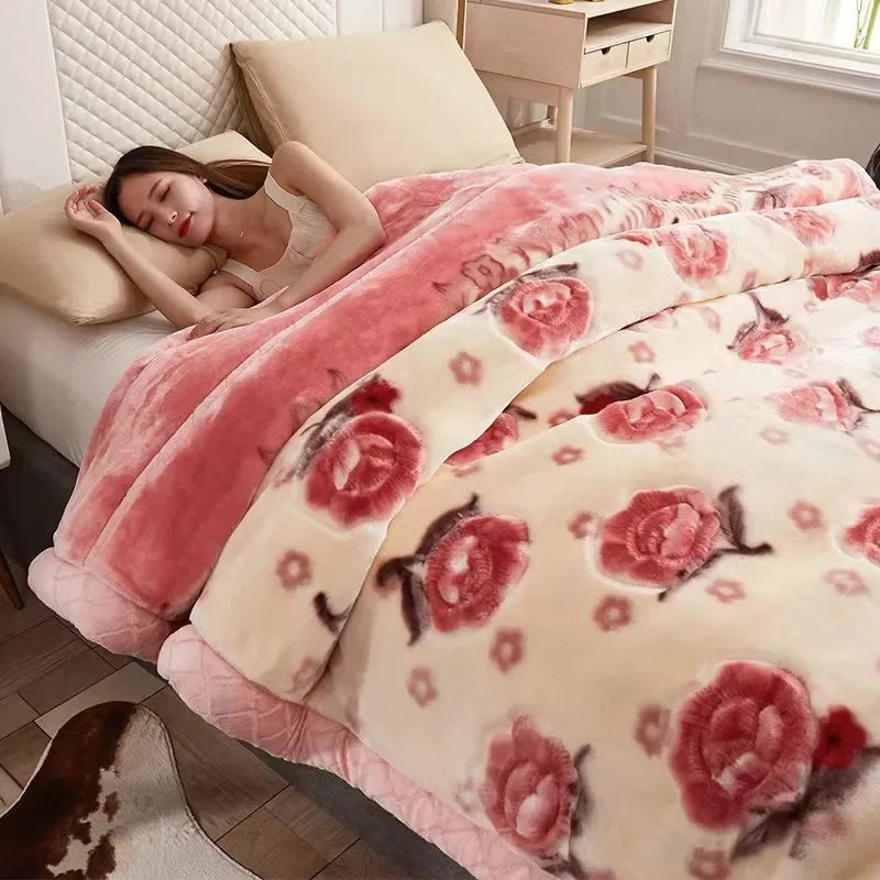 Soft Warm Weighted Blankets for Beds Thickened Quilt Duvet Soft Coral Fleece Flannel Blankets Double Side Plush Comforter Quilt