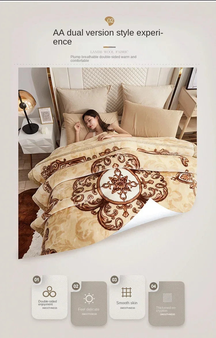 Soft Warm Weighted Blankets for Beds Thickened Quilt Duvet Soft Coral Fleece Flannel Blankets Double Side Plush Comforter Quilt