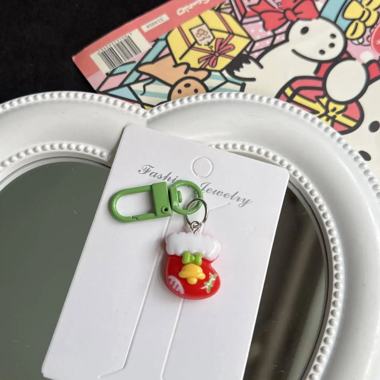 Cute Santa Claus Keychains Enamel Christmas Tree Wreath Keyrings Festival Gifts for Women Men Handbag Pendants