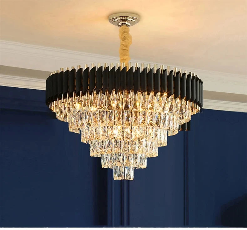 Villa Luxury Living Room Chandelier K9 Crystal Restaurant Pendant Lights Modern Ceiling Chandelier Dining Table Indoor Home Lamp