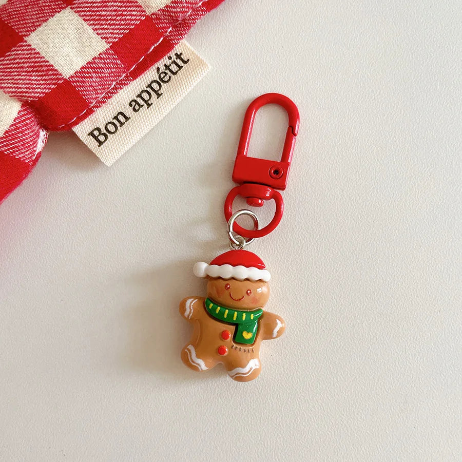Cute Santa Claus Keychains Enamel Christmas Tree Wreath Keyrings Festival Gifts for Women Men Handbag Pendants