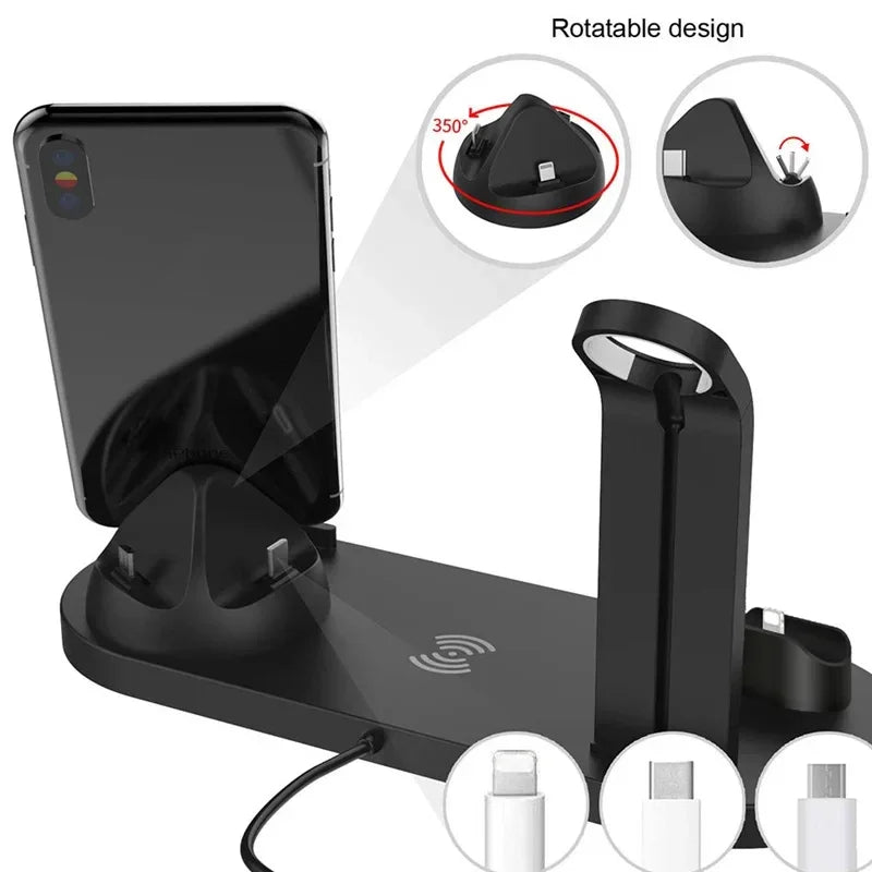 30W 7 in 1 Wireless Charger Stand Pad For iPhone 16 15 14 Pro Max Apple Watch Airpods Pro iWatch 8 7 Fast Charging Dock Station
