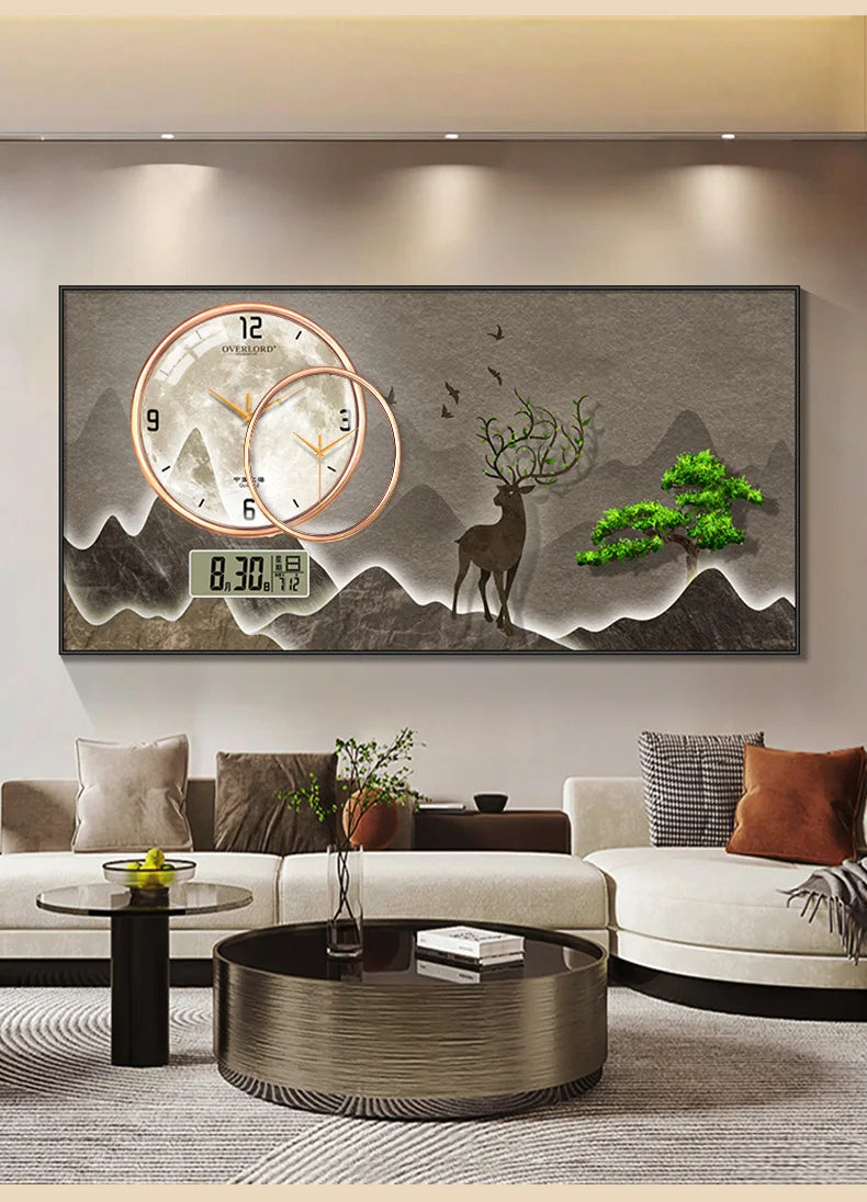 Modern light luxury perpetual calendar electronic clock wall clock living room decorative painting table wall clock