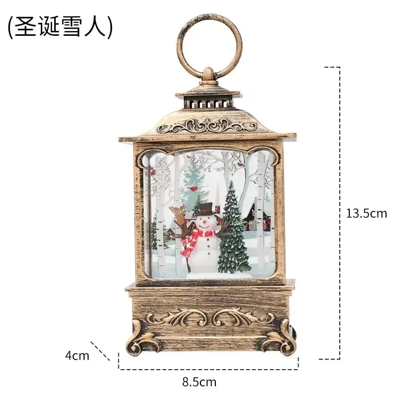 Christmas Snow Lantern Christmas Scene Lighted Snow Globes Swirling LED Snow Globe Christmas Light Up Snow Globe Lantern