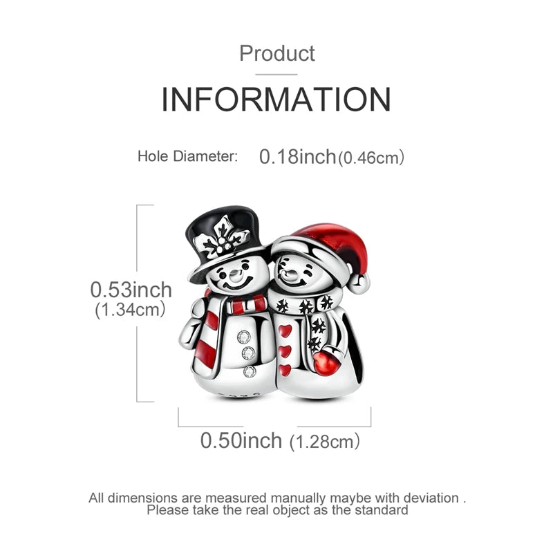 Ladies' Christmas Bead Pendant 925 Pure Silver Snowman Santa Claus Suitable Original Bracelet Exquisite DIY Jewelry Gift