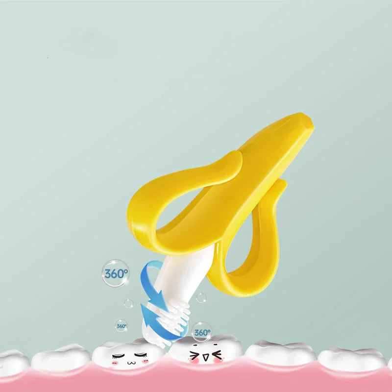 Baby Silicone Training Toothbrush BPA Free Banana Shape Safe Toddle Teether Chew Toys Teething Ring Gift For Infant  Chewing