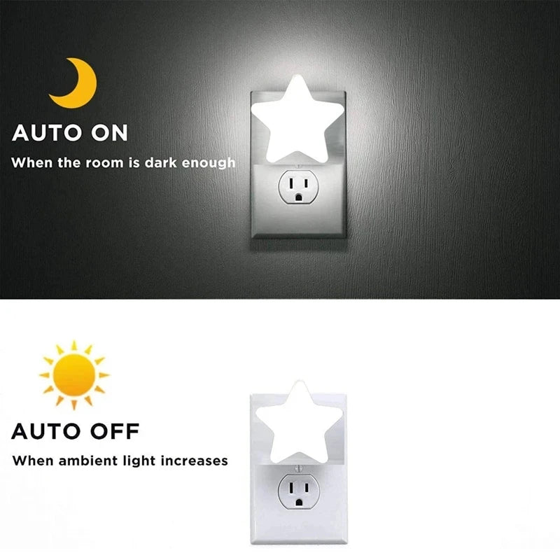 LED Stars Night Lights EU/US Plug Night Lamp Light Home Decoration Bedroom Bedside Baby Room Living Room Corridor Lighting