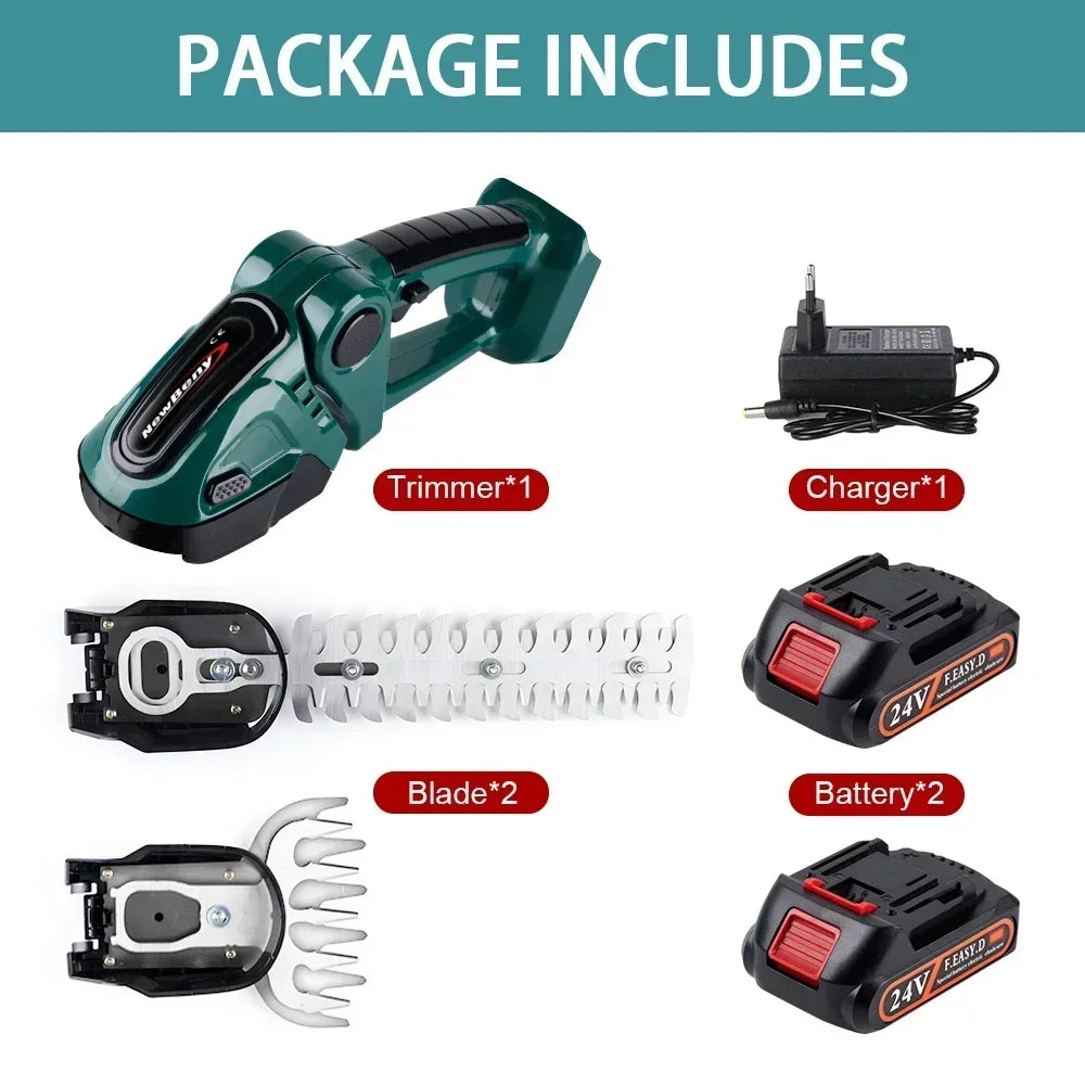 NEWBENY 2 IN 1 Electric Hedge Trimmer Cordless Portable High Power Household Lawn Mower Rechargeable Pruner Weeding Garden Tools