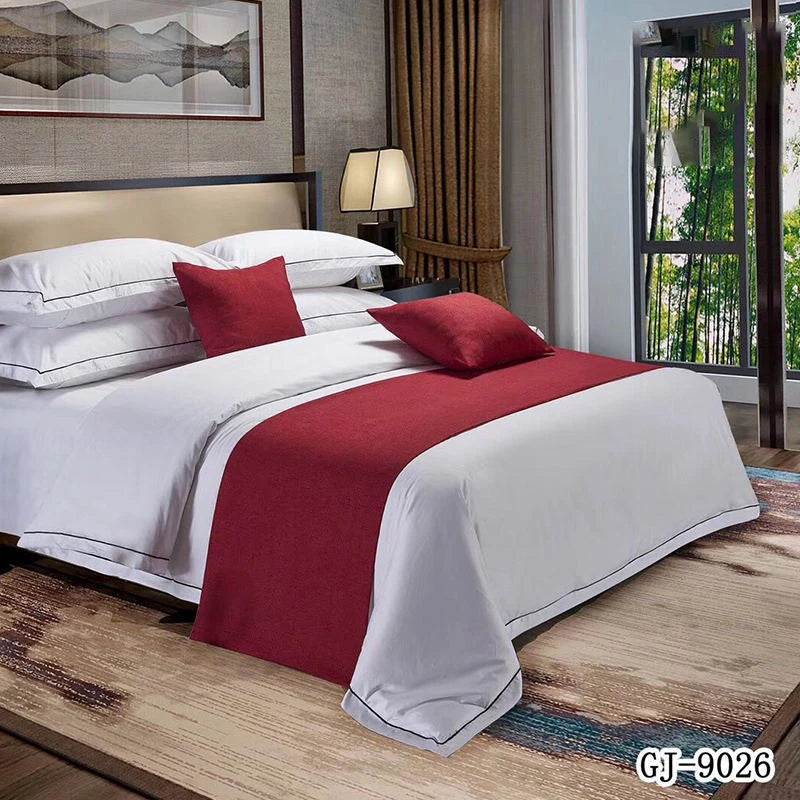 Jacquard Bed Runner Pillow Case Scarf Solid Soft Luxury Bedding Protector Slipcover Bedroom Guestroom Hotel Wedding Room Decor
