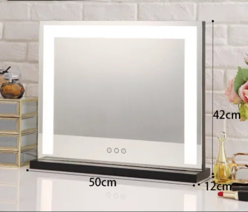 Large Vanity Mirror with Lights Lighted Makeup Mirrors with Dimmable LED Strips Tabletop for Women Dressing Room Bedroom