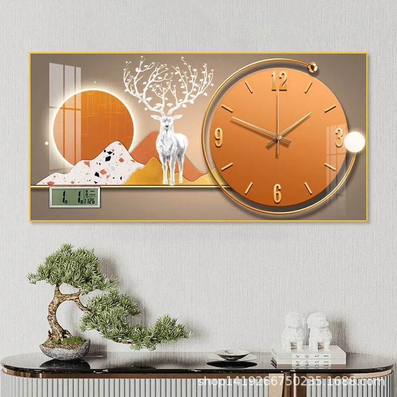 Simple modern fashion aluminum wall clock clock with temperature calendar clock