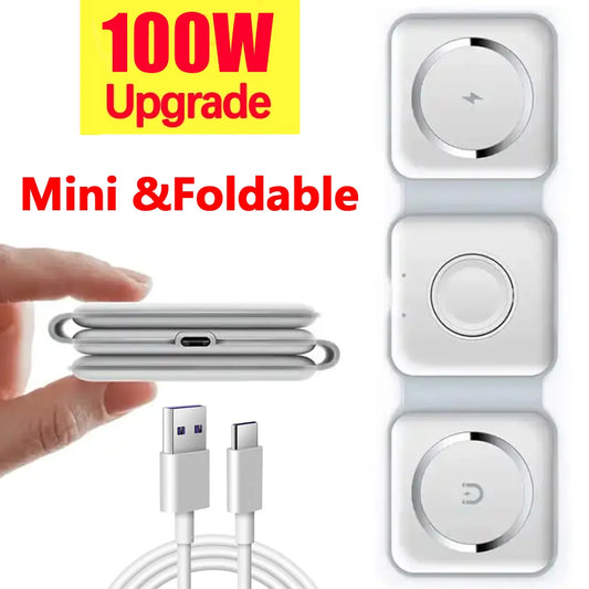 3-in-1 Foldable Wireless Charging Station – Fast Charger for Phone, Watch & Earbuds