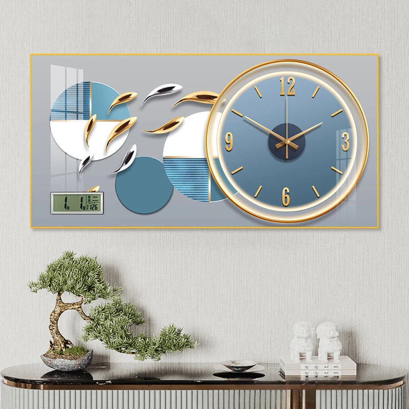 Simple modern fashion aluminum wall clock clock with temperature calendar clock