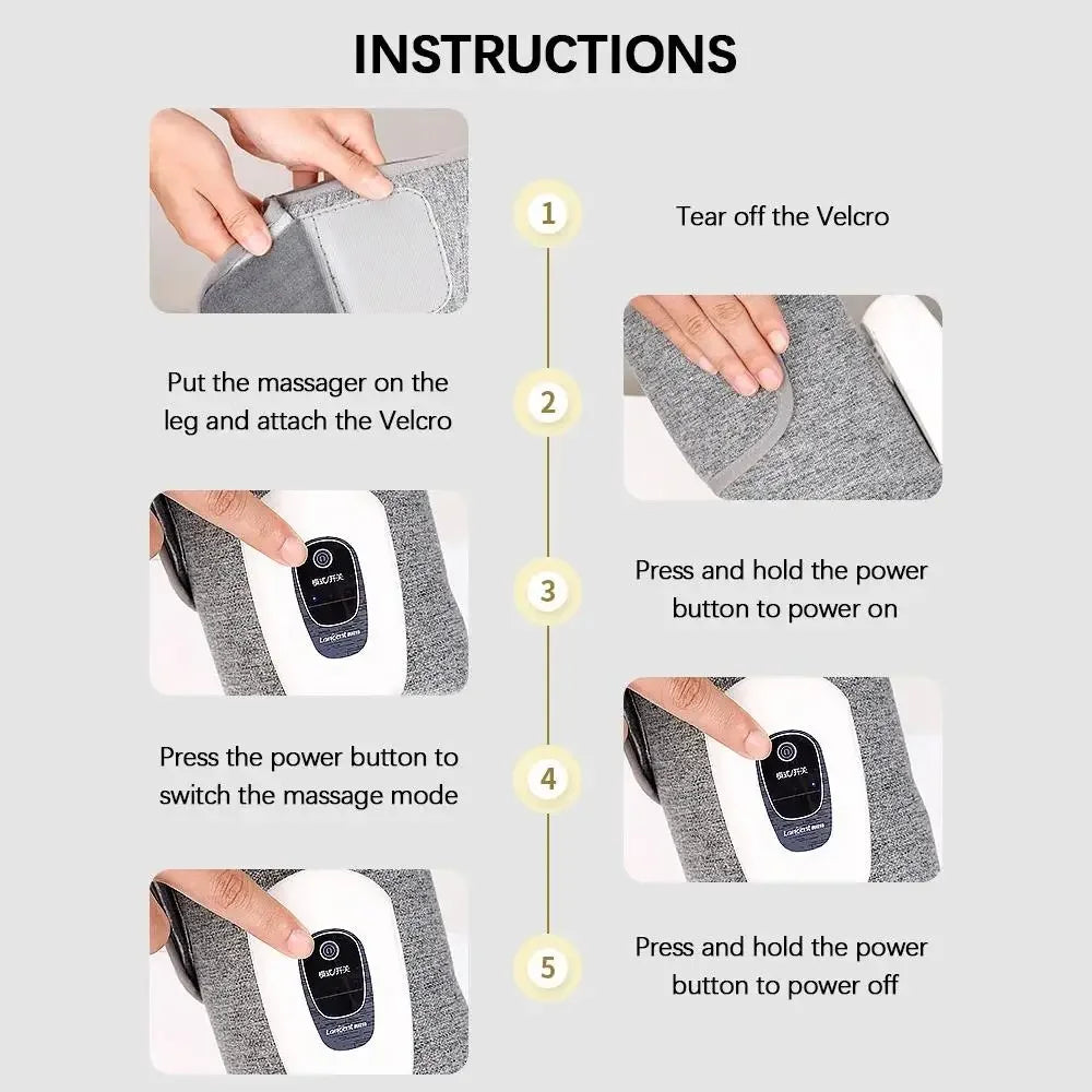 Electric Leg Massager Wireless Rechargeable Air Compression Leg Calf Massage for Relax Leg Muscles 360° Air Pressure Leg Massage
