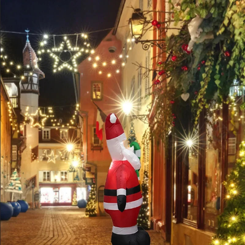 1pc Christmas Decoration Inflatable Toy Gift Snowman Penguin Built-in LED Lights Indoor Outdoor New Year Party DIY Garden Decor