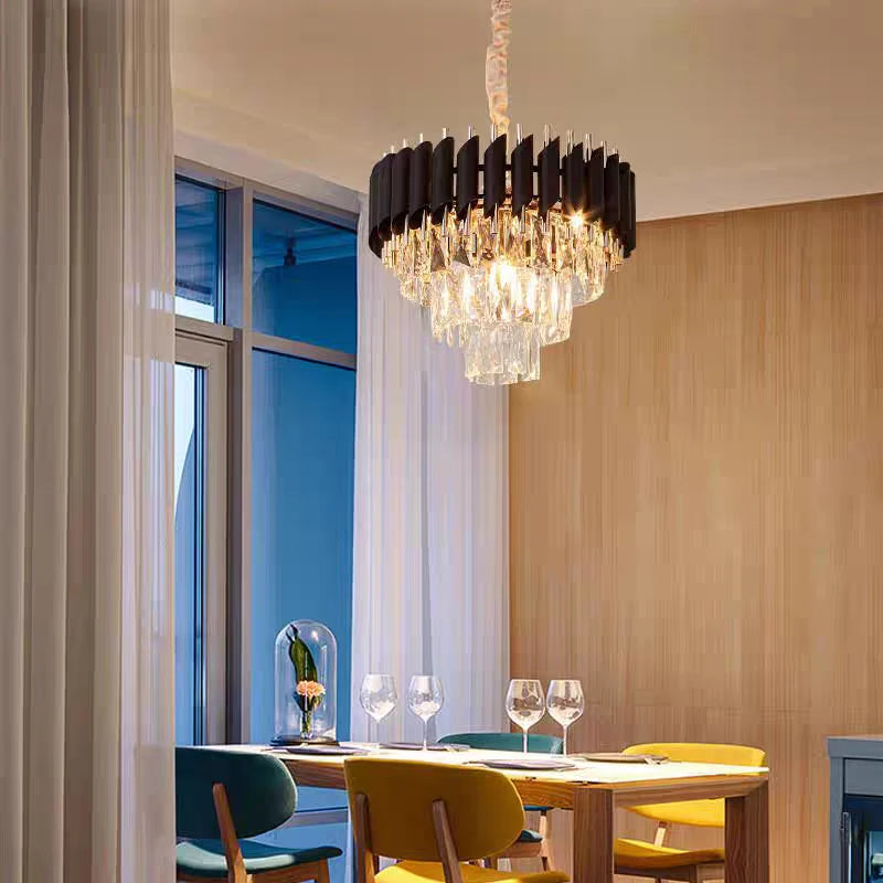 Villa Luxury Living Room Chandelier K9 Crystal Restaurant Pendant Lights Modern Ceiling Chandelier Dining Table Indoor Home Lamp