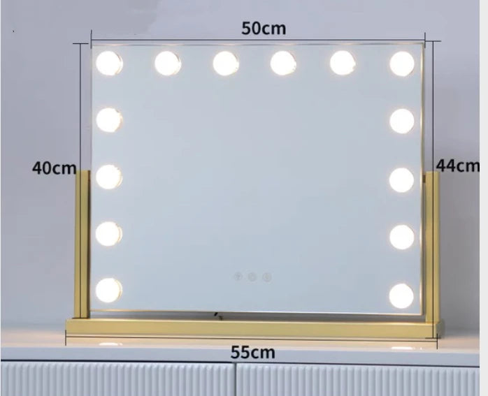 Large Vanity Mirror with Lights Makeup Mirror 17 LED Bulbs 3 Color Lighting Cosmetics for Dressing Bedroom Tabletop White