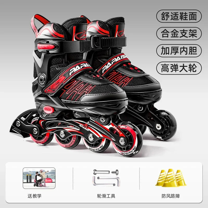 Adjustable Inline Roller Skate Shoes Professional Flashing Sliding Sneaker Outdoor Racing Speed Skating 4 Wheels Shoes Gifts