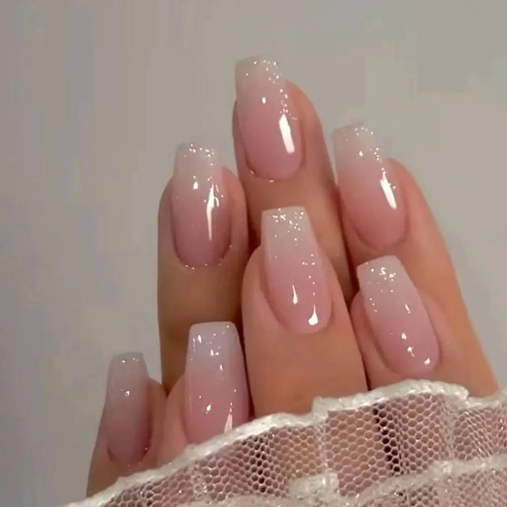 24PCS waterproof French Ombre Press-On Nails