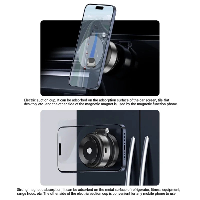 Car Mount Bracket Rack with Electric Vacuum Grip Nonslip Adjustable Dashboard Stand for 4.7" Phone Navigation Travel Use