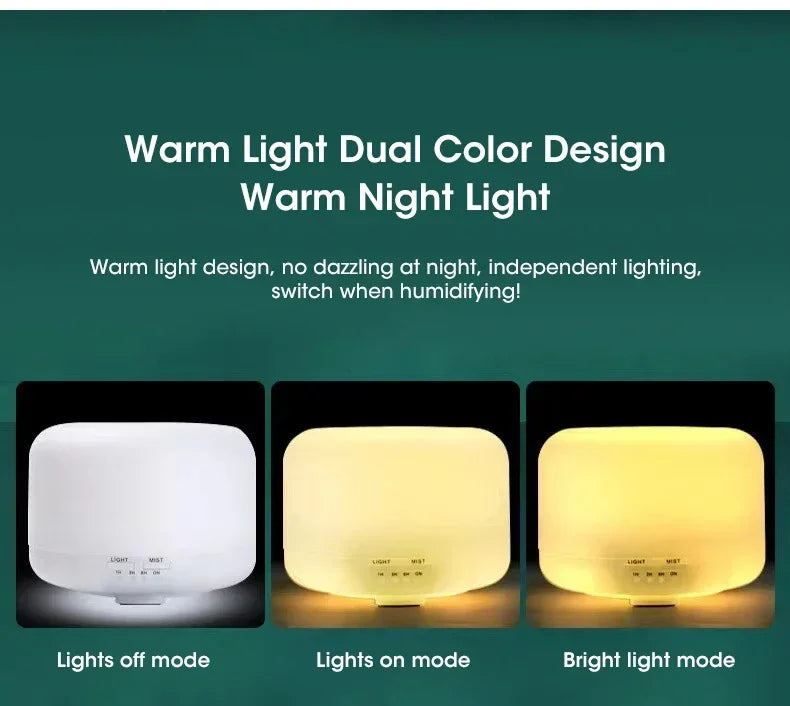 500ML Air Humidifier Essential Oil Diffuser Aroma Diffuser With Dual Color Night Lights USB Humidifier Mini-Size Humidifier