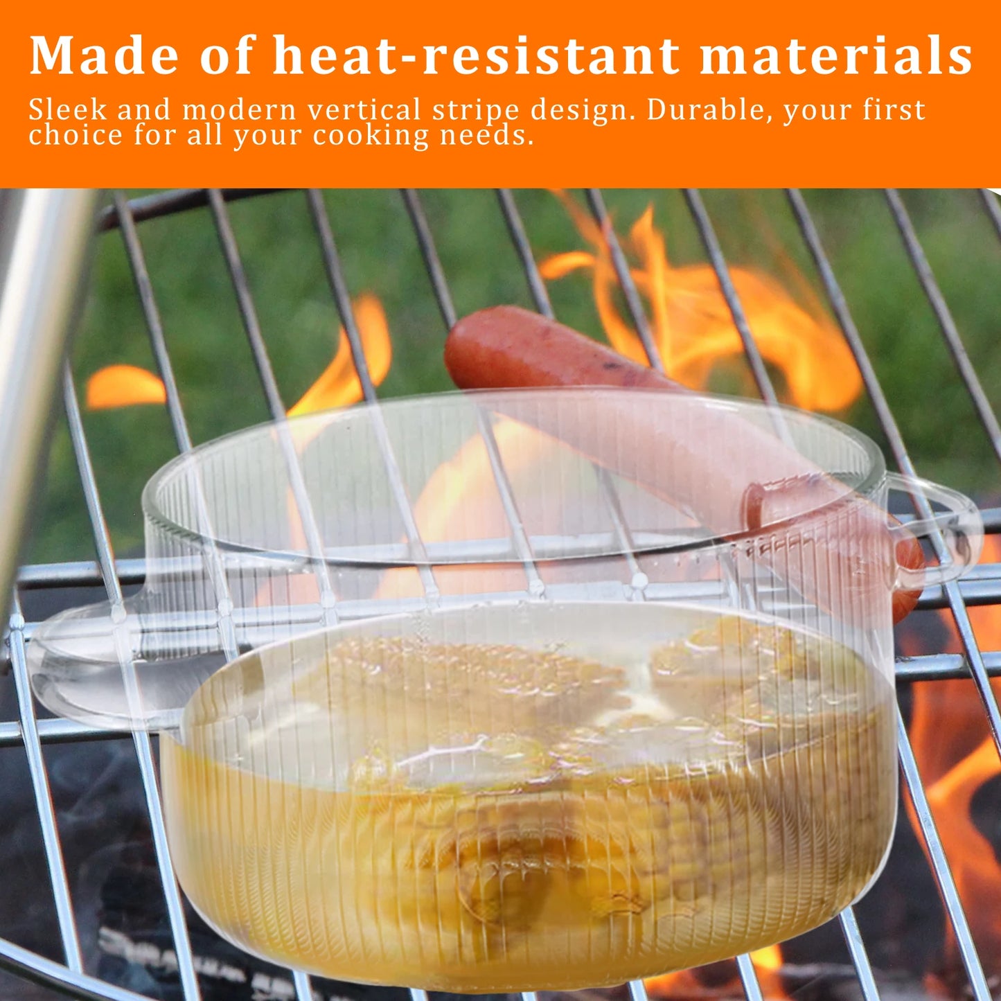 Glass Cooking Pot with Lid – 1.6L Heat-Resistant Borosilicate Glass Saucepan