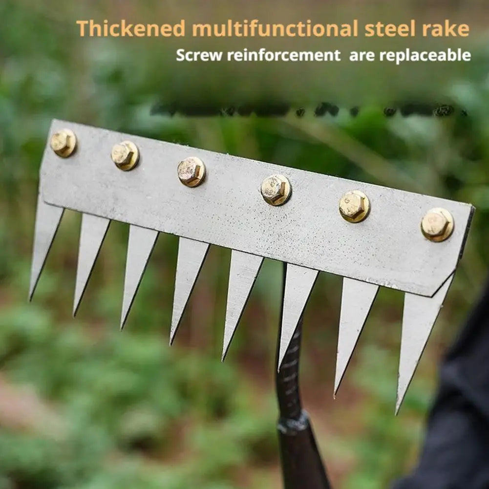 5/6/7/8 Teeth Garden Hand Rake Farm Tool Weeding Scarifier Agricultural Nail Harrow Metal Harrow Garden WeedingTool
