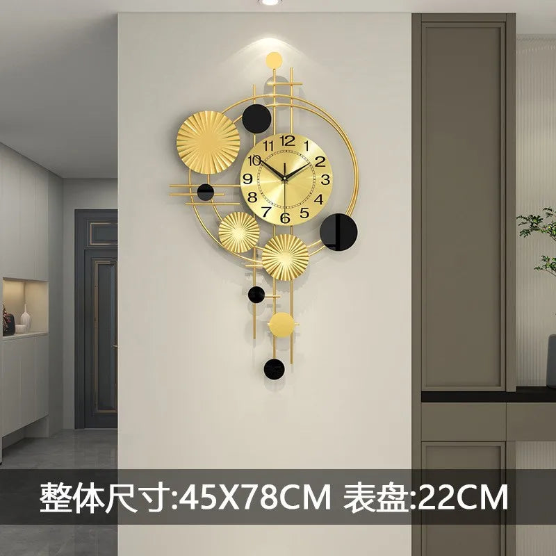 Iron Luxury Hanging Clock High-end Living Room Clock Wall Mounted Creative Restaurant Decoration Silent Clock