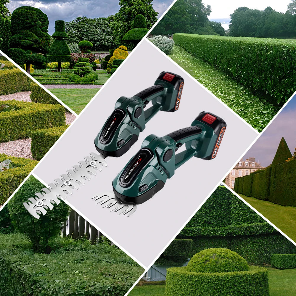NEWBENY 2 IN 1 Electric Hedge Trimmer Cordless Portable High Power Household Lawn Mower Rechargeable Pruner Weeding Garden Tools